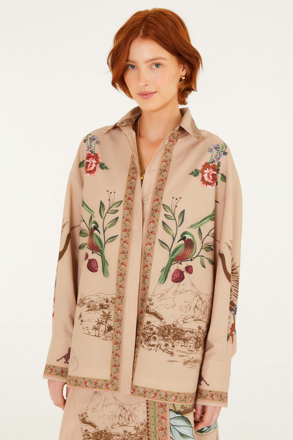 Bird Poetry Soft Pink Shirt