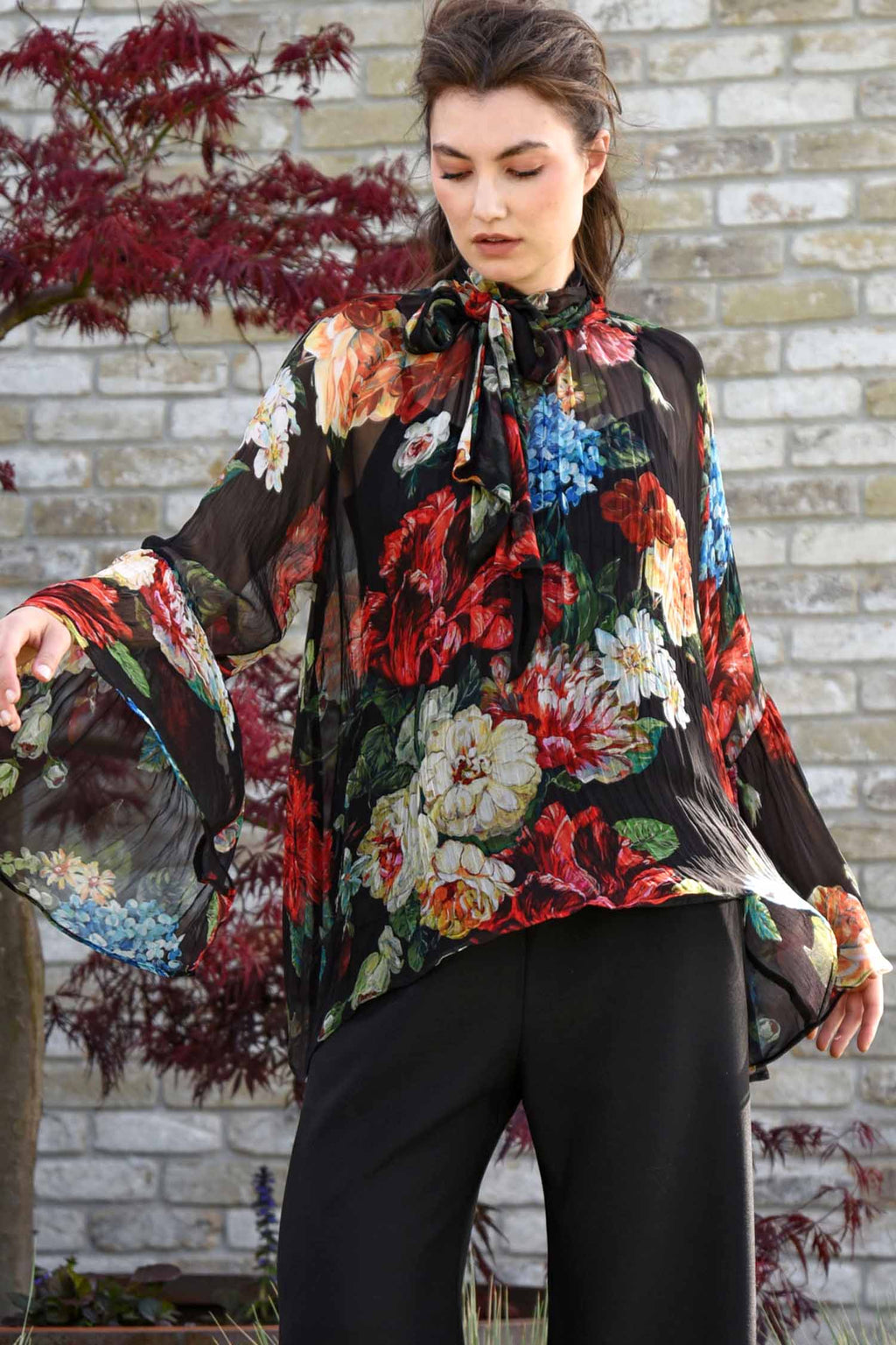 Black Of Beyond Blouse in Black Floral