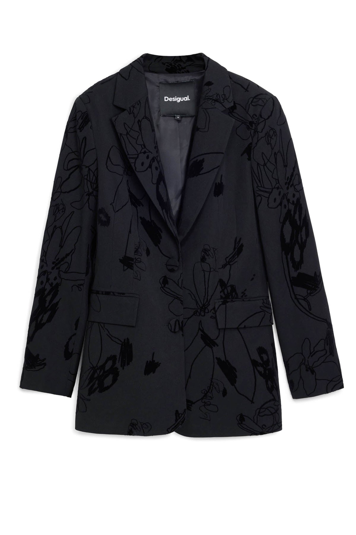 Flockarty Blazer w Velvet Details in Black