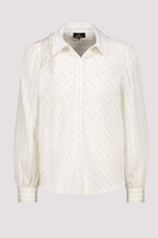 Blouse w Stripes and Embroidery in Marble Pinstripe