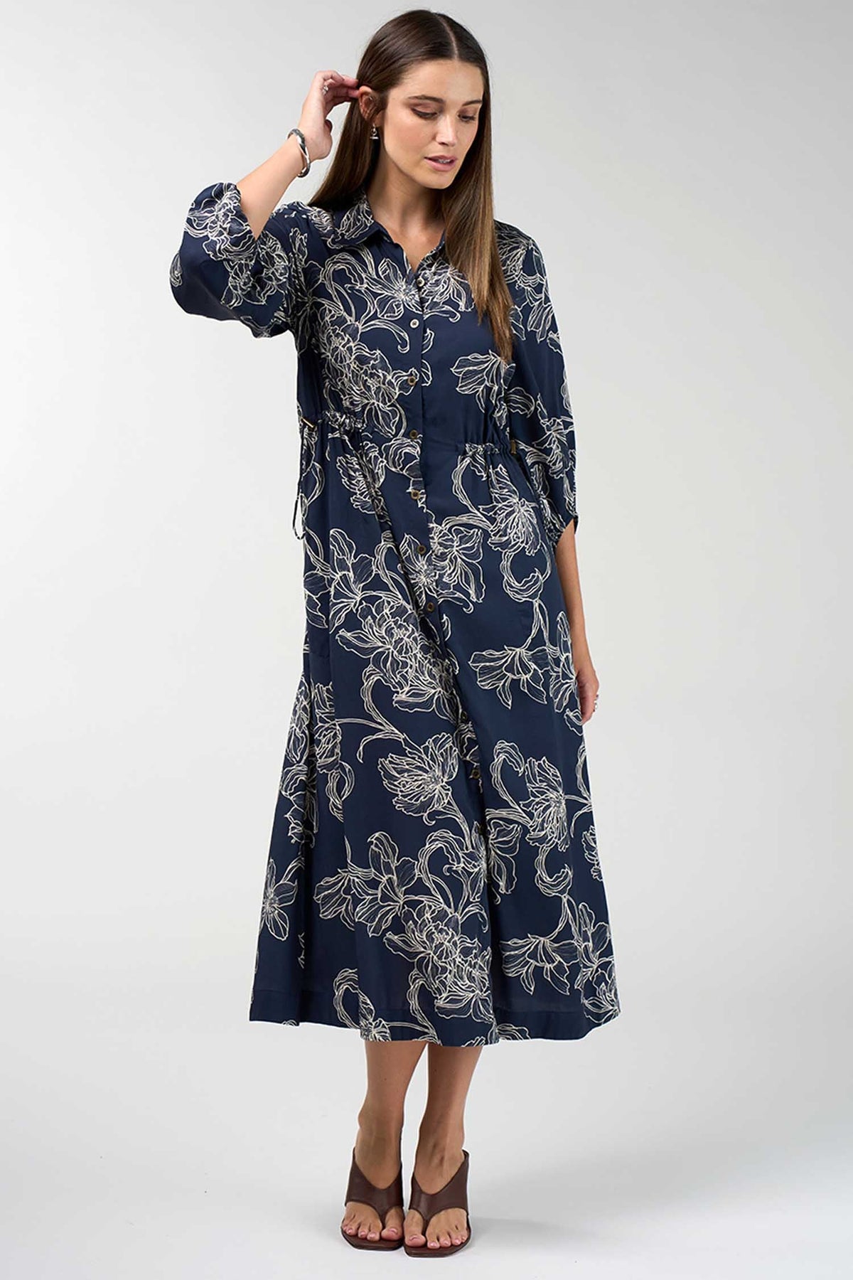Blueprint Shirt Dress in Navy
