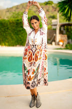 Bohemian Glamour Printed Midi Dress