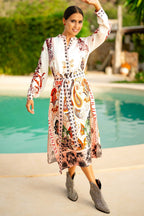 Bohemian Glamour Printed Midi Dress