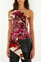 Borbofly Red Smocked Strapless Top