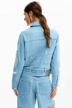 Border Denim Jacket in Medium Wash