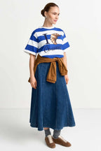 Boxy Striped Shirt Croissant in Royal Blue