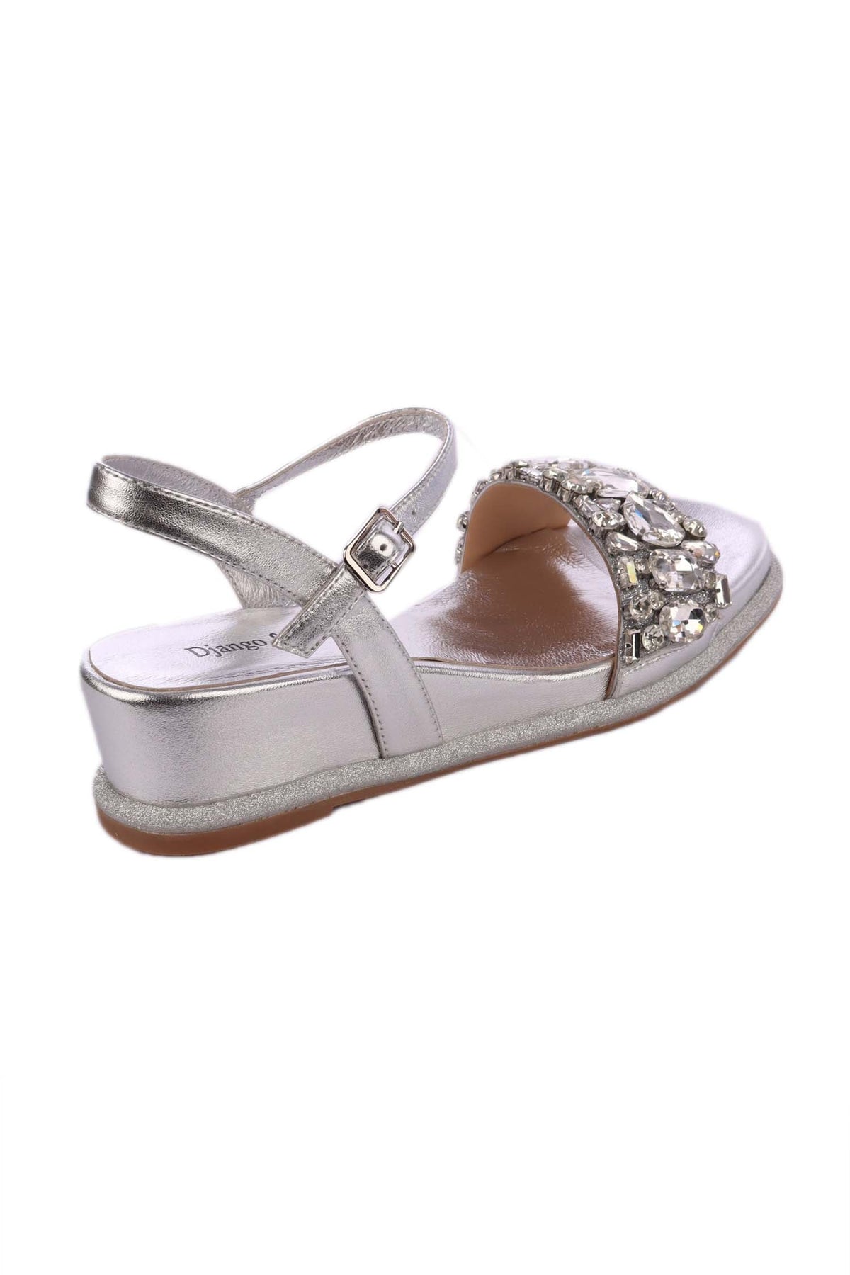 Bren Jewels Leather Wedge Sandal in Silver