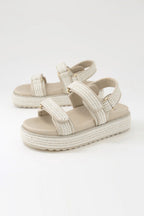 Bridgett Woven Leather Sandals in Cream