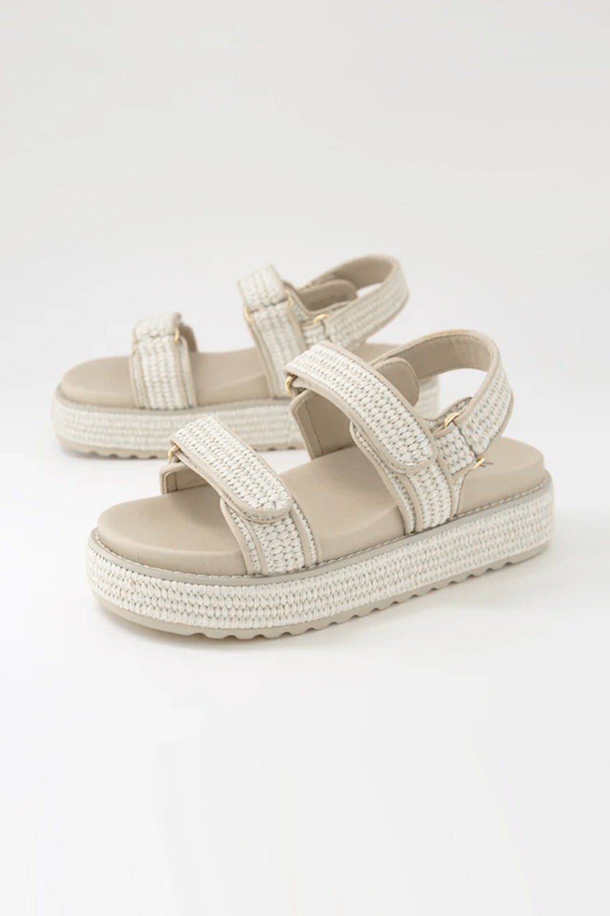 Bridgett Woven Leather Sandals in Cream