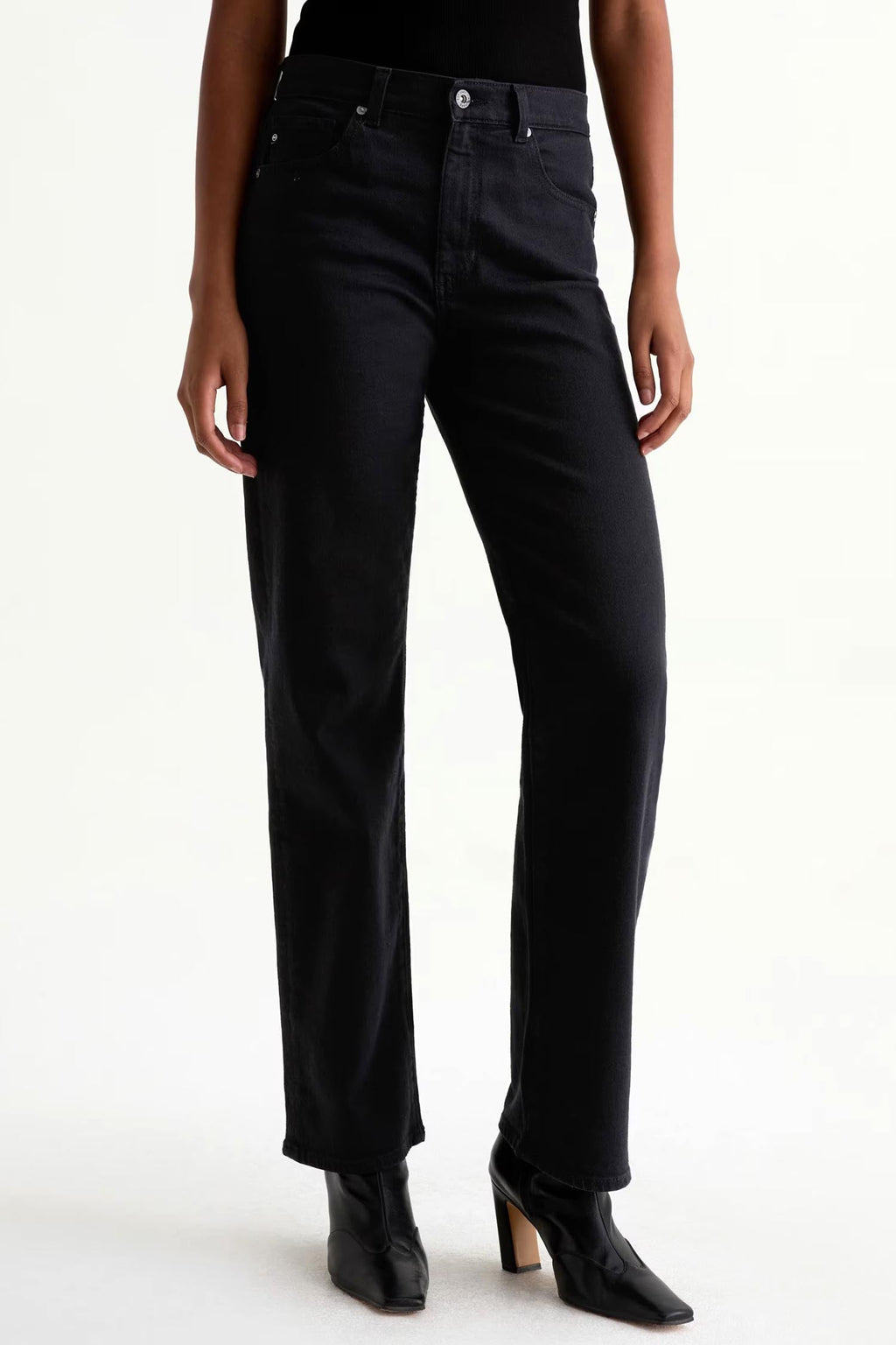 Brinley Mid-rise Straight Leg Jeans - Super Black