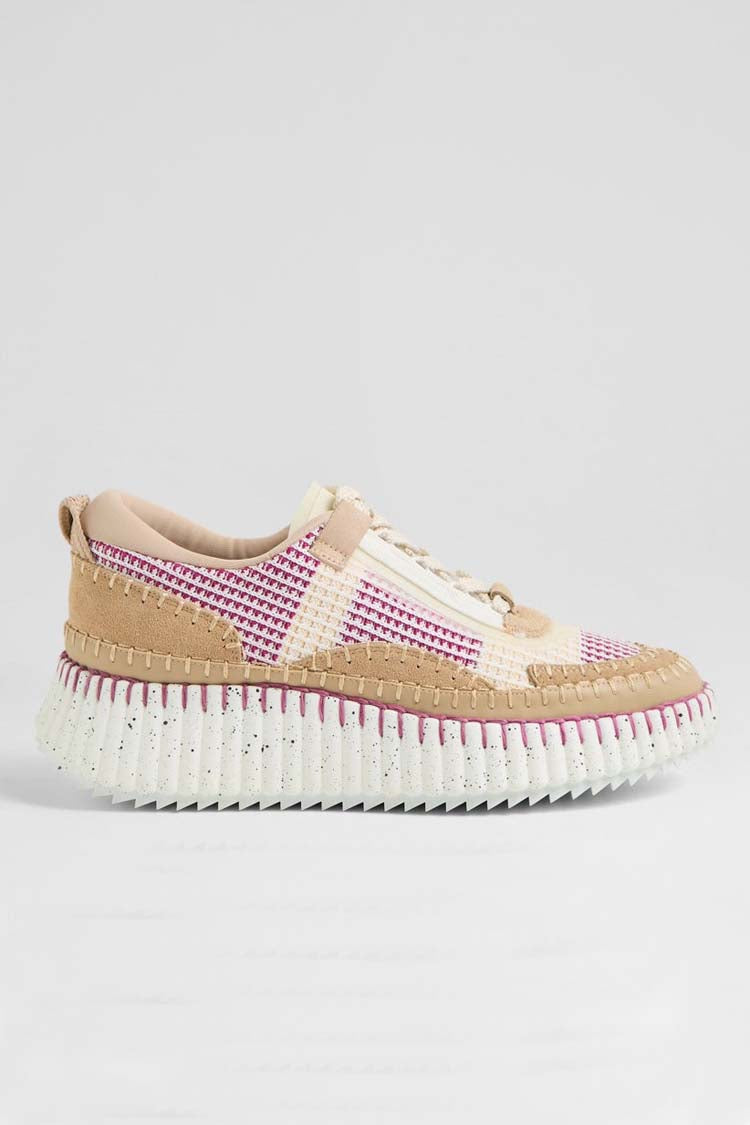Copen Platform-Sole Sneakers in Camel / Pink