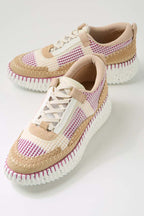Copen Platform-Sole Sneakers in Camel / Pink
