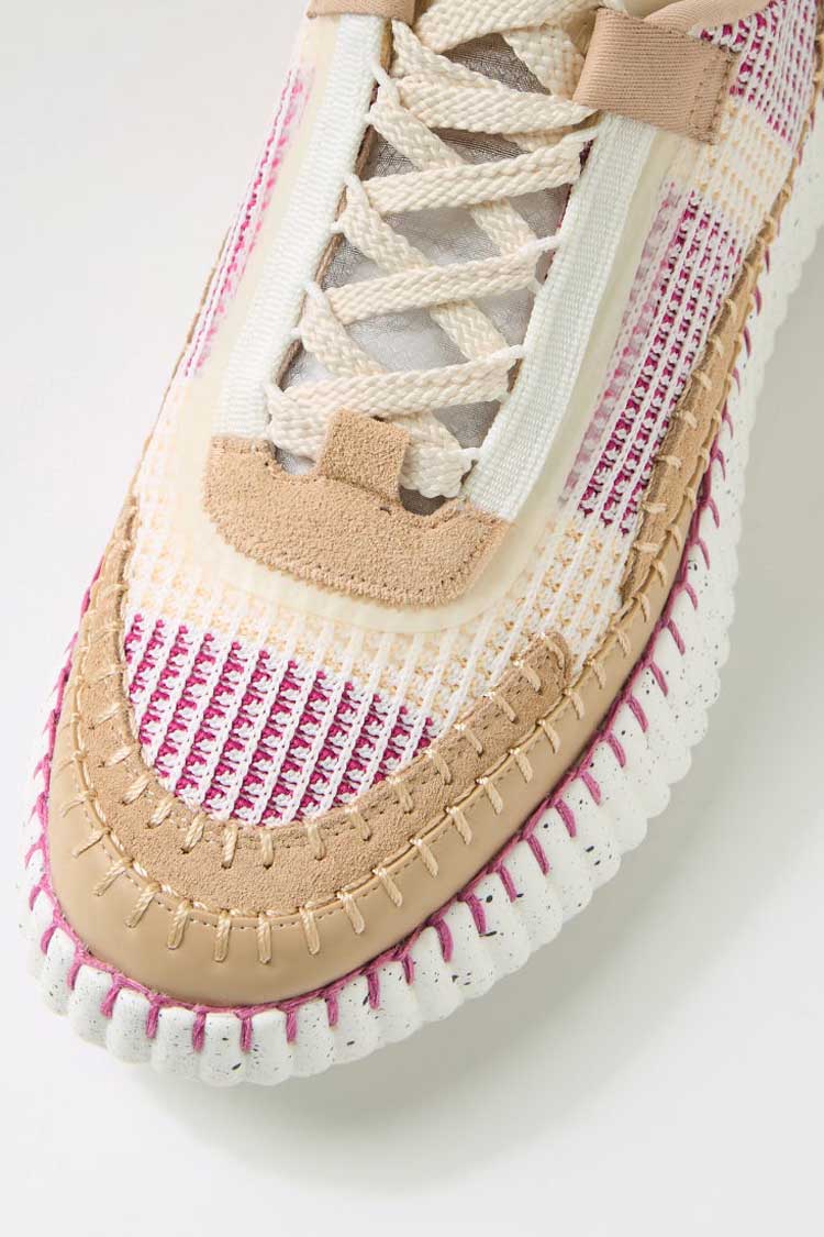 Copen Platform-Sole Sneakers in Camel / Pink