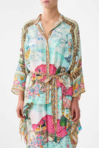 Button Through Scarf Blouse in Miniature Moments | FINAL SALE