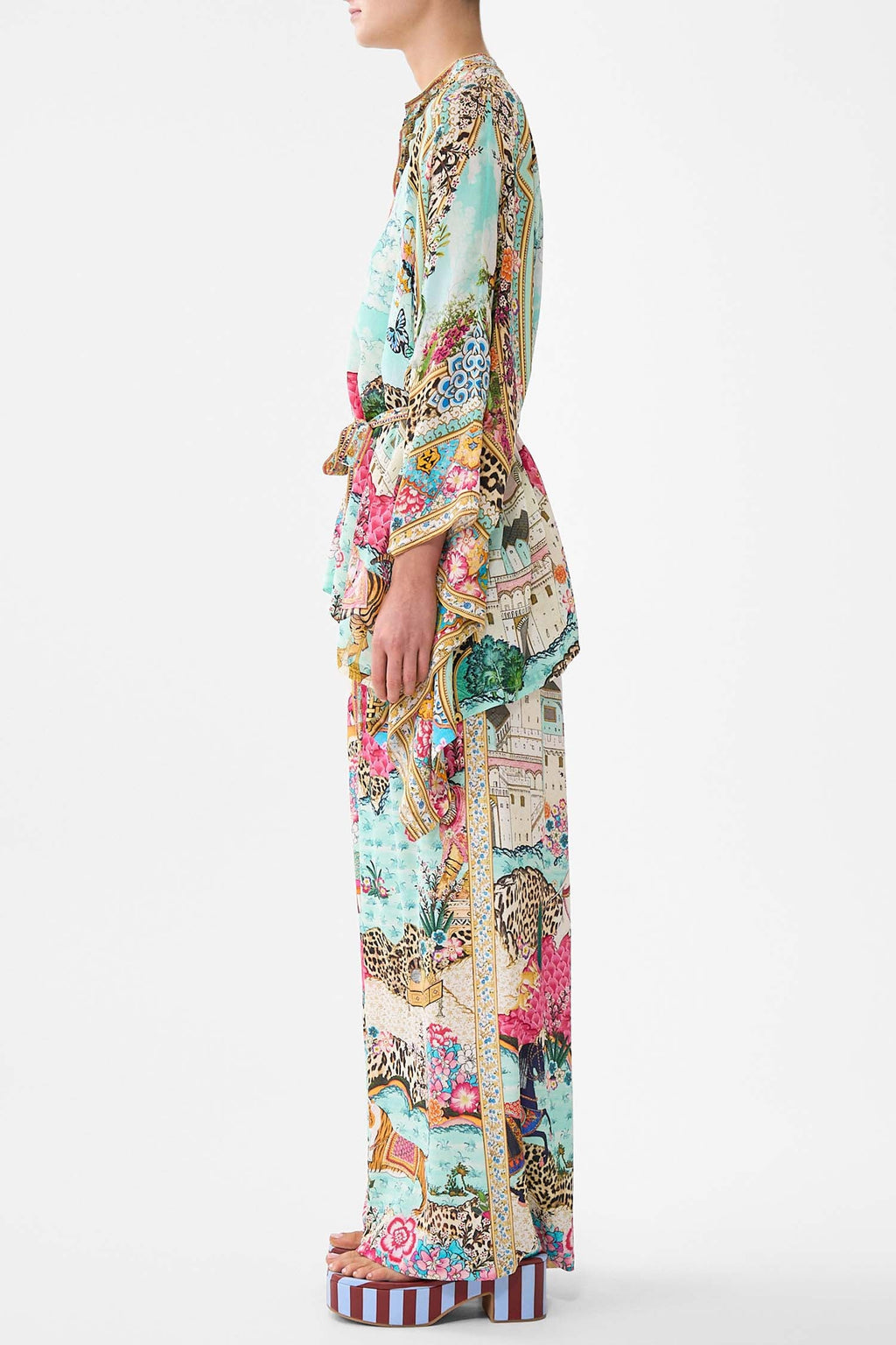 Button Through Scarf Blouse in Miniature Moments | FINAL SALE