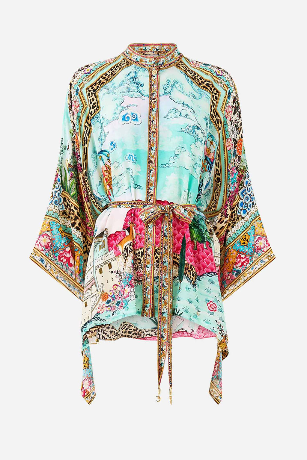 Button Through Scarf Blouse in Miniature Moments | FINAL SALE