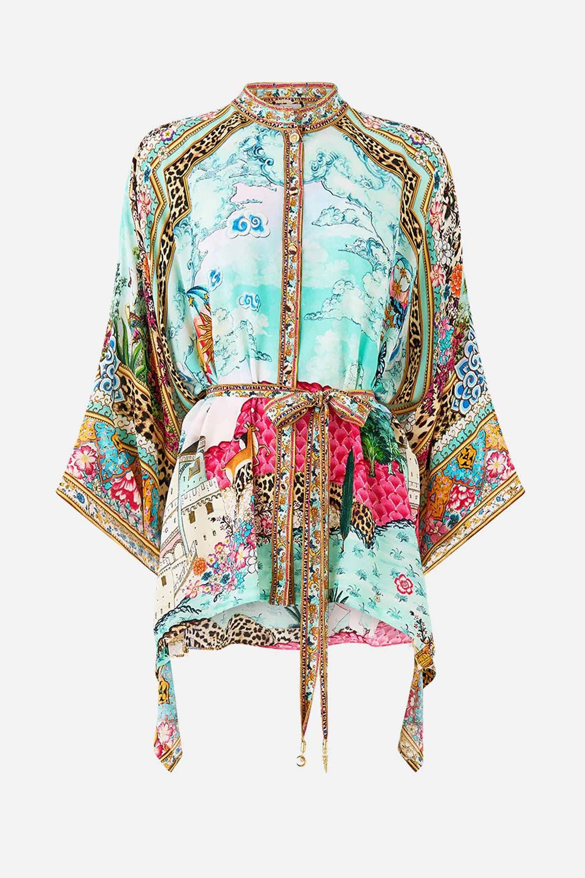 Button Through Scarf Blouse in Miniature Moments | FINAL SALE