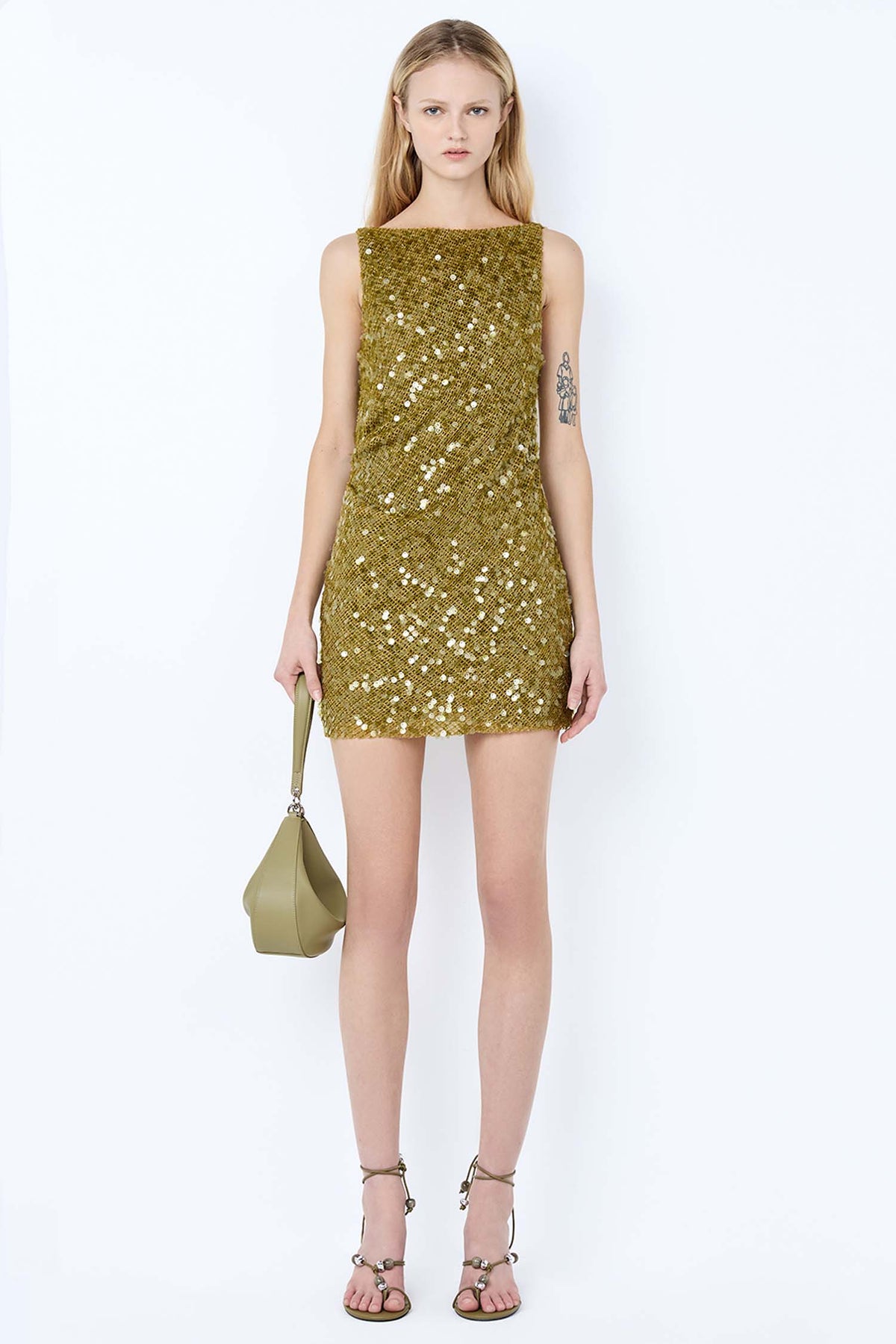 Cabine Boatneck Mini Dress in Moss