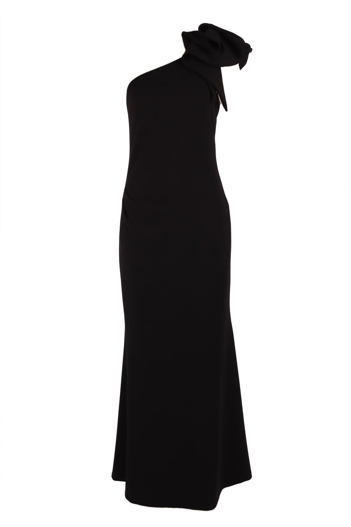 Caddy Long Frill Dress in Black