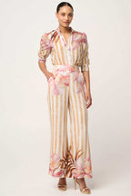 Calantha Ruched Sleeve Shirt in Golden Promenade