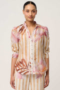 Calantha Ruched Sleeve Shirt in Golden Promenade