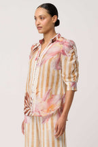 Calantha Ruched Sleeve Shirt in Golden Promenade