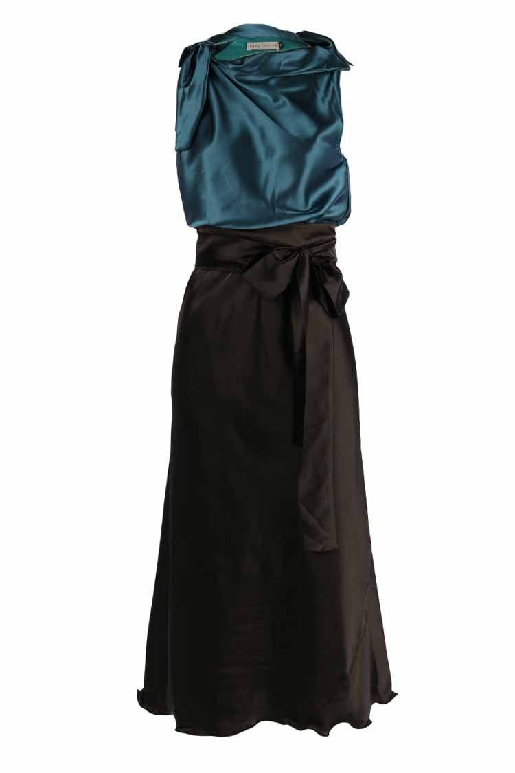 Two-Tone Camilla in Petrol Black Dresses Lucy Laurita - Leiela 