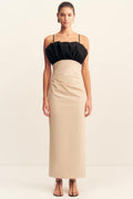 Campbell Bubble Bodice Midi Dress in Oat Milk | FINAL SALE