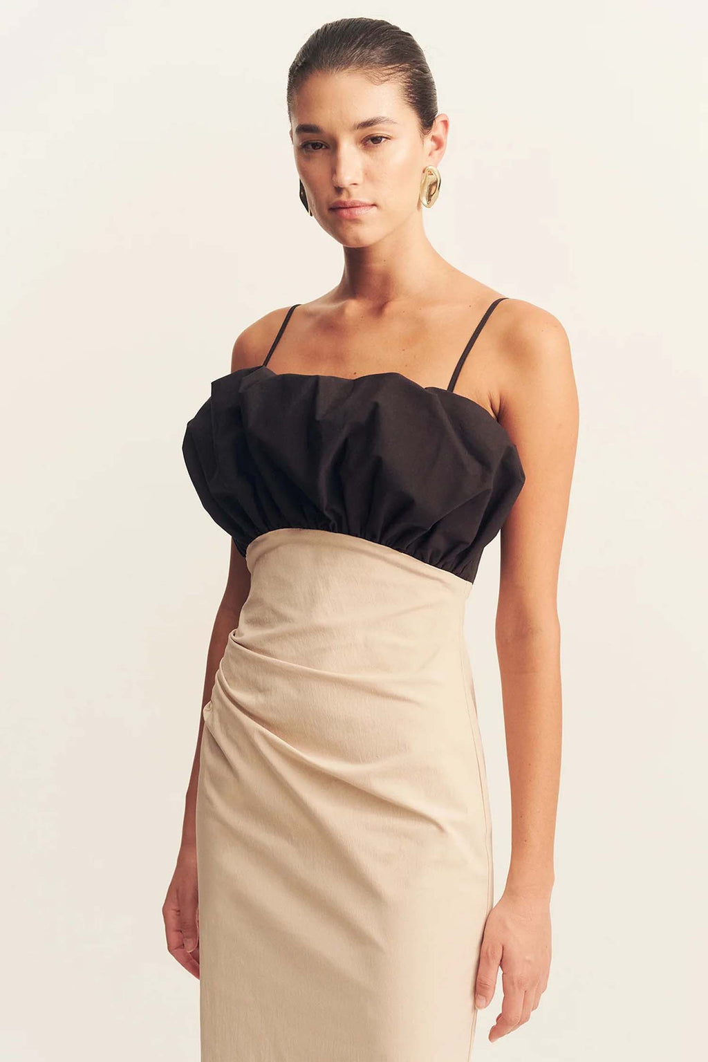 Campbell Bubble Bodice Midi Dress in Oat Milk | FINAL SALE