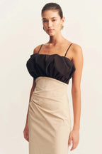 Campbell Bubble Bodice Midi Dress in Oat Milk | FINAL SALE