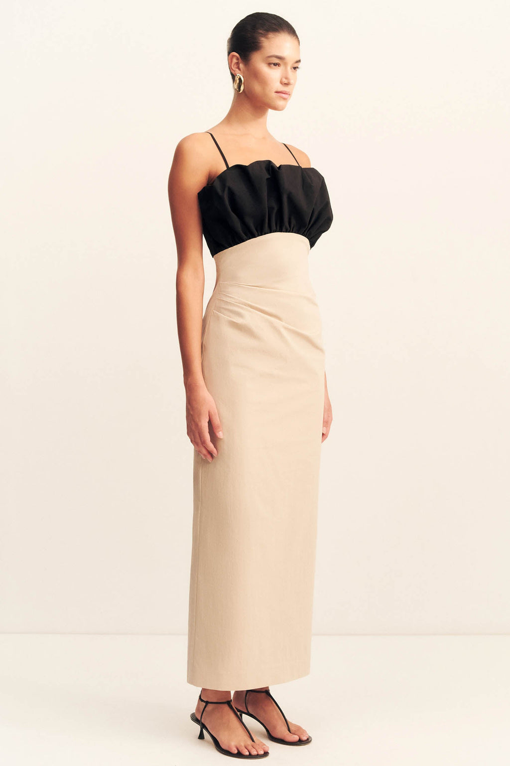 Campbell Bubble Bodice Midi Dress in Oat Milk | FINAL SALE