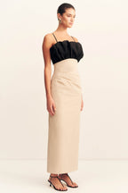 Campbell Bubble Bodice Midi Dress in Oat Milk | FINAL SALE