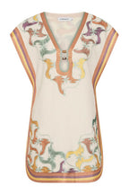 Cap Sleeve Shift Dress with Keyhole in Framed
