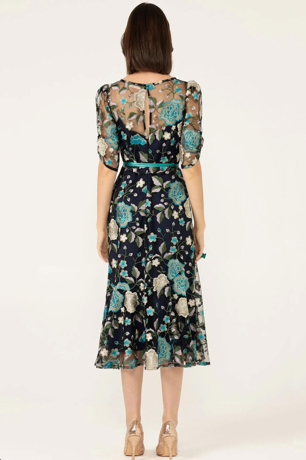 Cardelina Dress in Navy Aqua Lilac