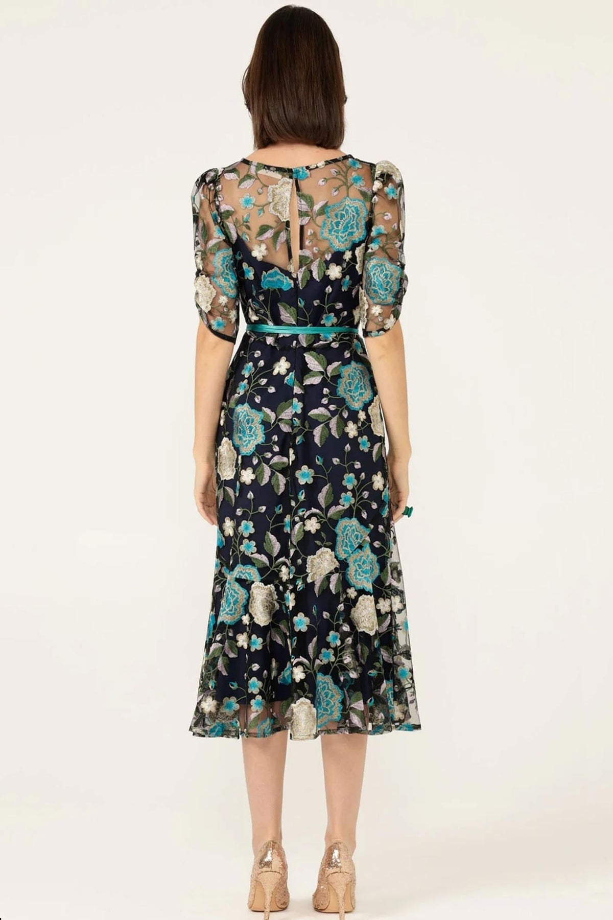 Cardelina Dress in Navy Aqua Lilac
