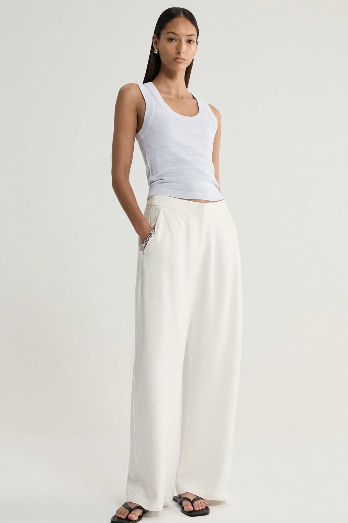 Celia Knit Top in Pale Blue Marle