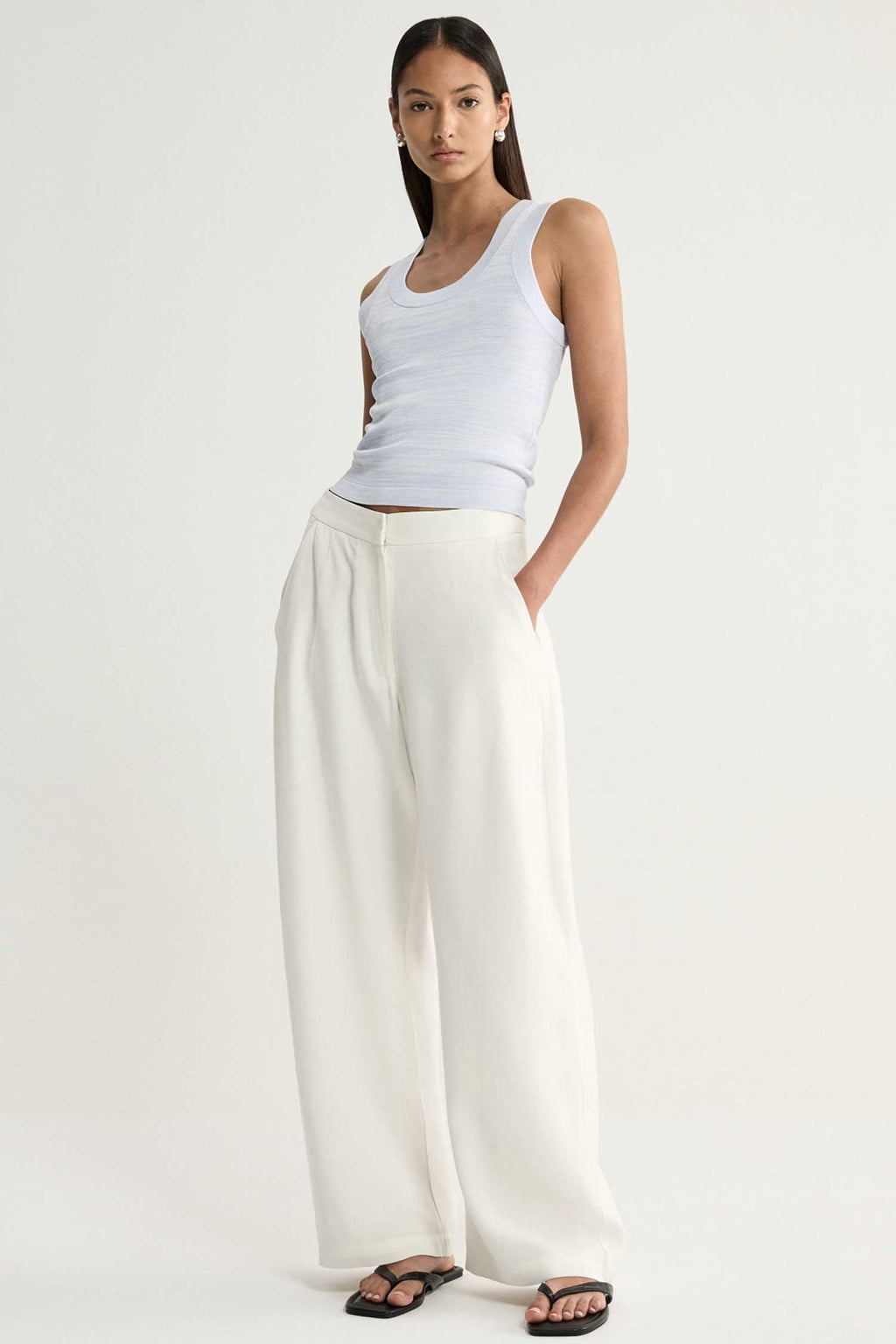 Celia Knit Top in Pale Blue Marle