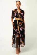 Ceres Sheer Chiffon Dress in Sunset Orchid