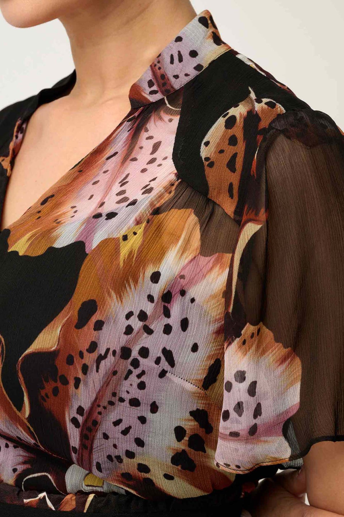 Ceres Sheer Chiffon Dress in Sunset Orchid