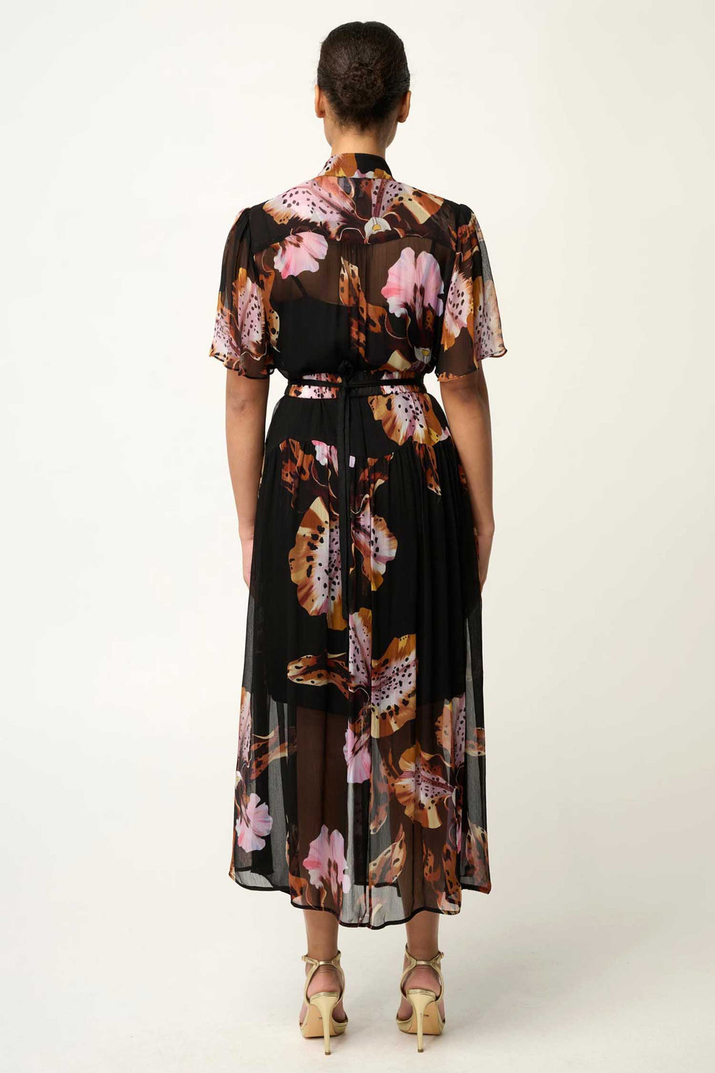 Ceres Sheer Chiffon Dress in Sunset Orchid