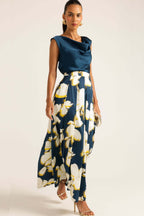 Chamonix Skirt in Navy Yellow Flower