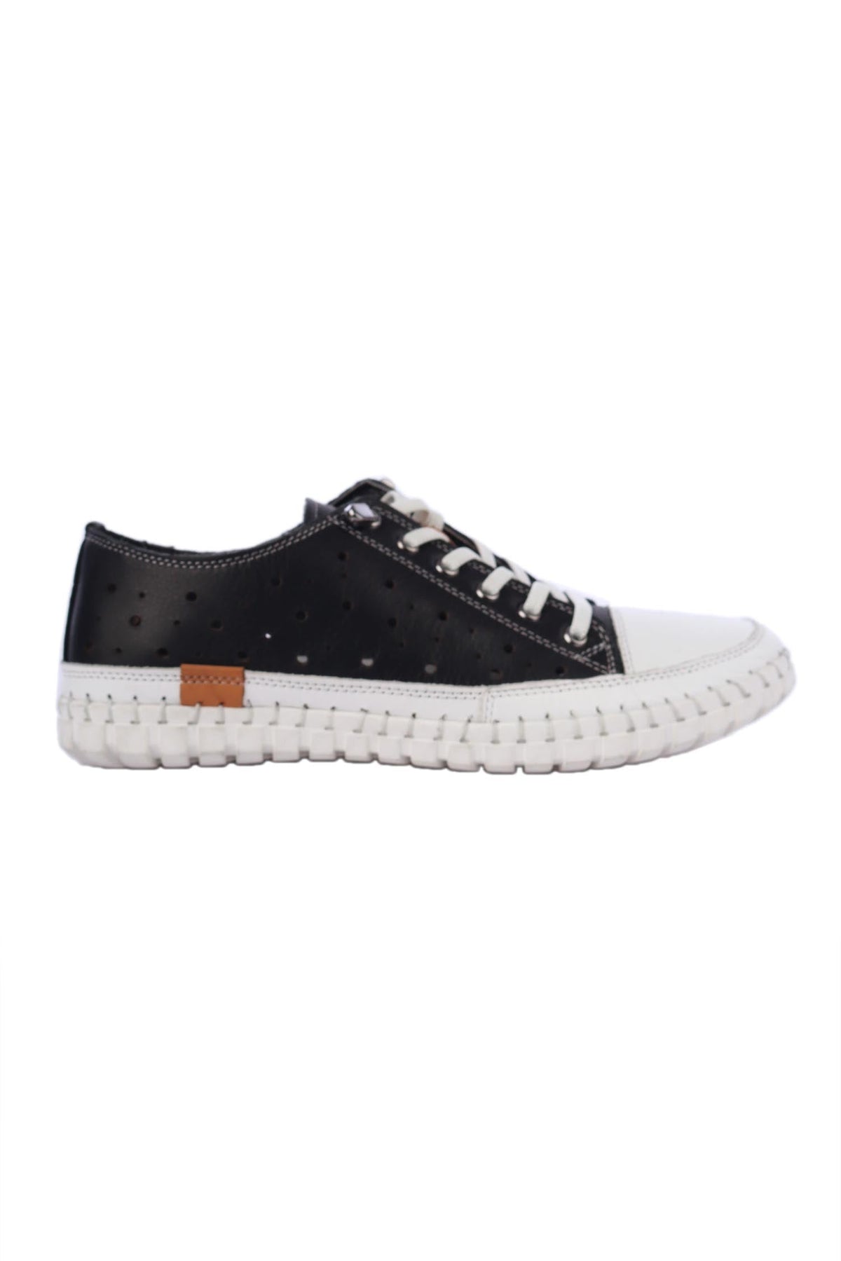 Chaser Punched Leather Sneakers in Black