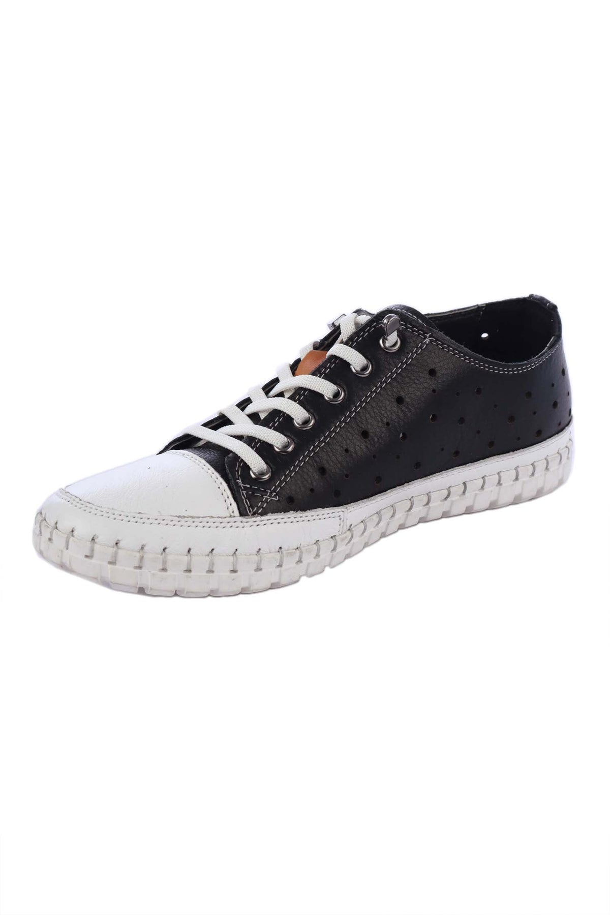 Chaser Punched Leather Sneakers in Black