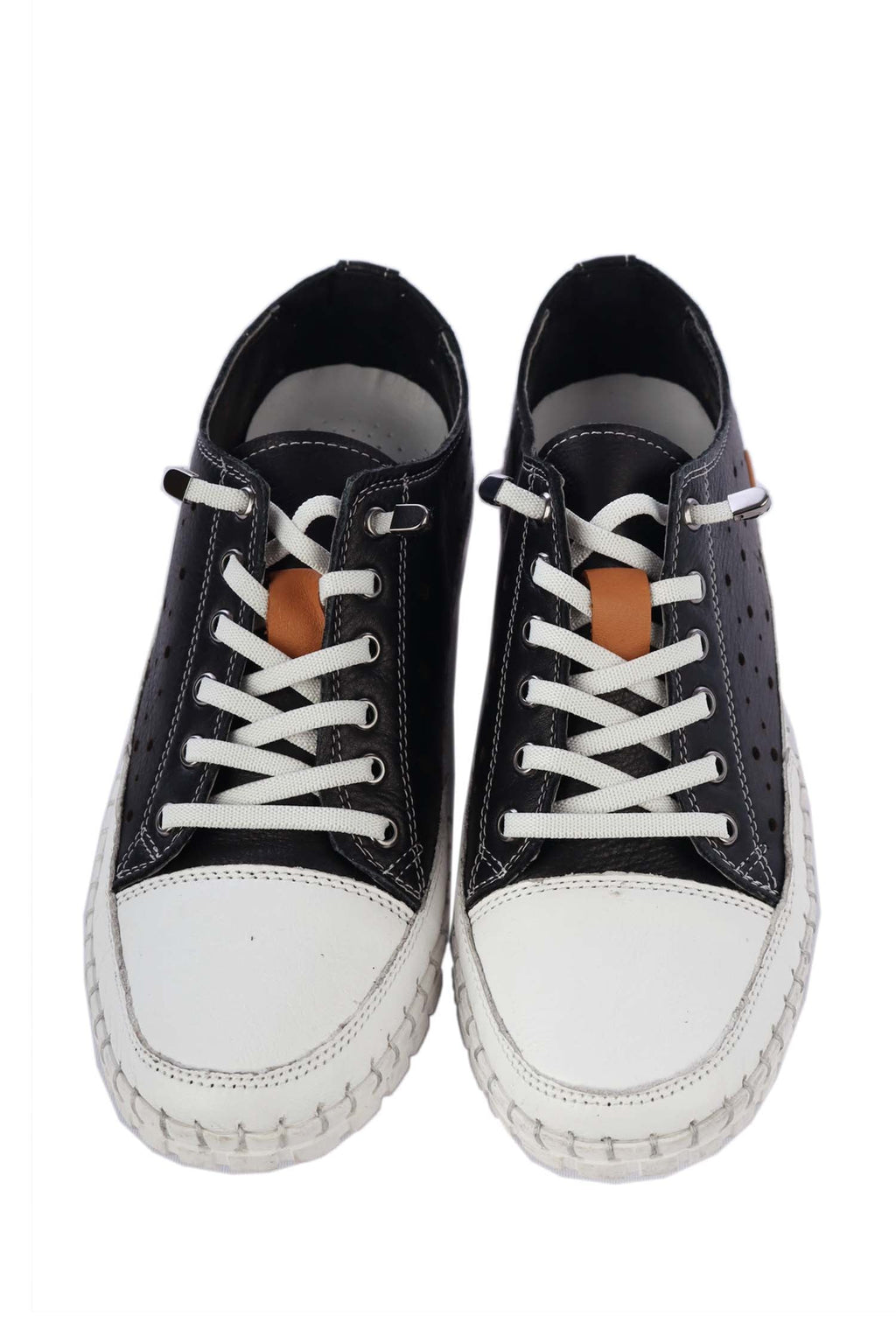 Chaser Punched Leather Sneakers in Black