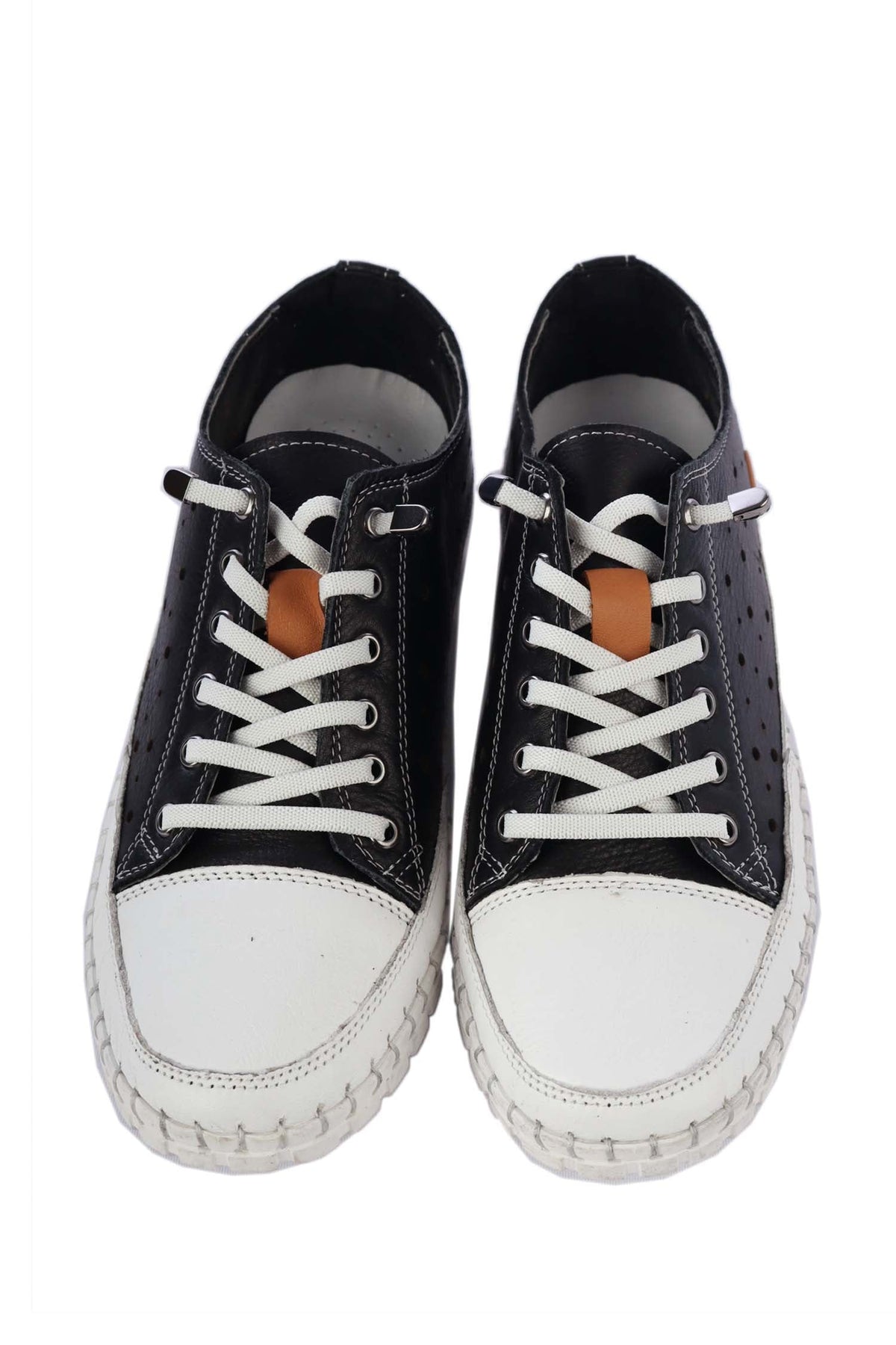 Chaser Punched Leather Sneakers in Black