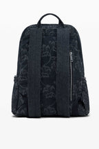 Chester Embroidered Denim Backpack in Black