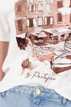 City Print T-Shirt in Cream