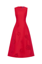 Cleo Applique Sleeveless Midi Dress in Scarlet