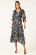 Cloudland Wrap Dress in Navy White Spot