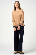 College Sweater in Camel Black Stripe